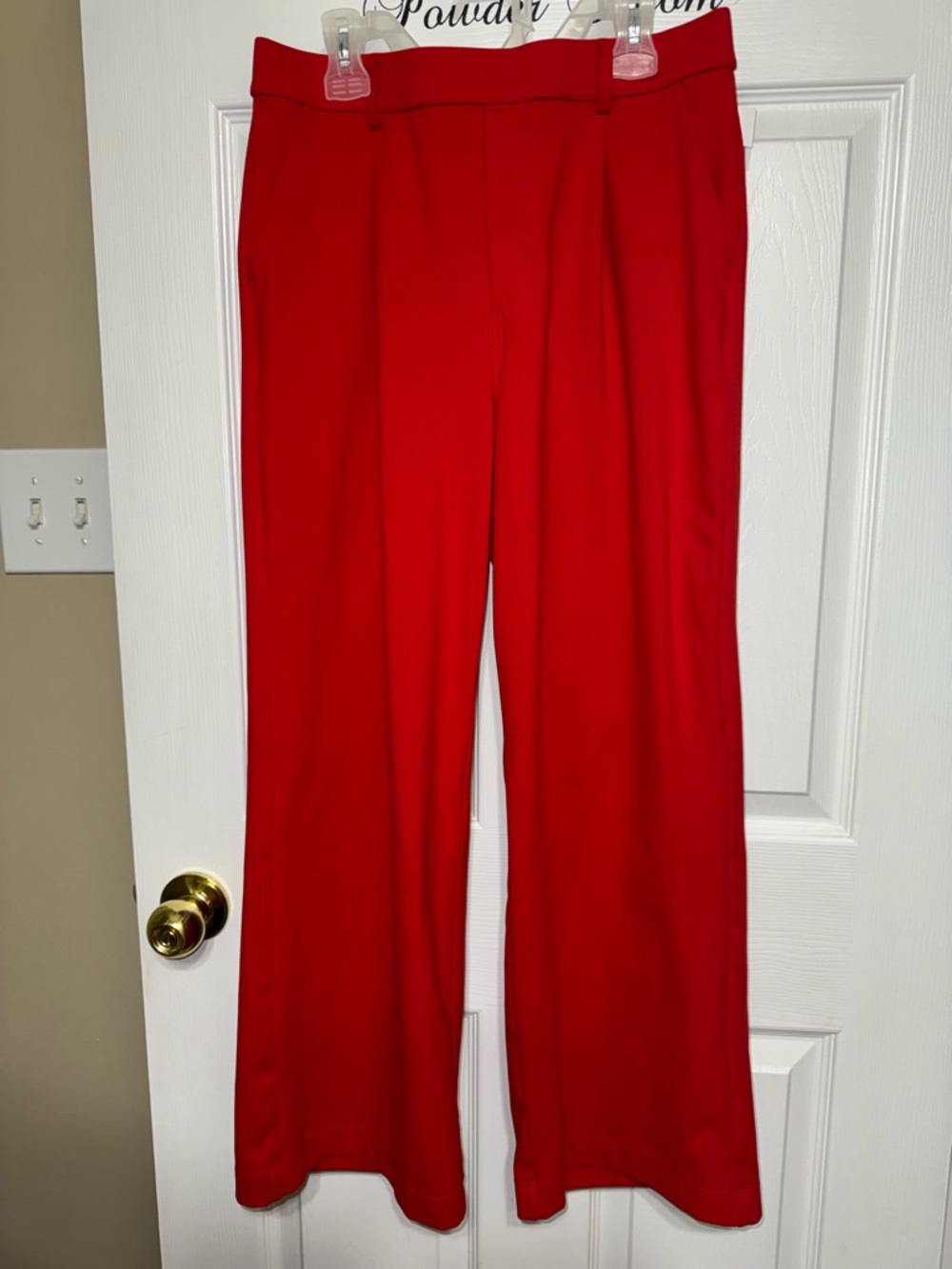 Halara Flex DayStretch High Waisted Pocket Straight Leg Work Pants Red M Petite